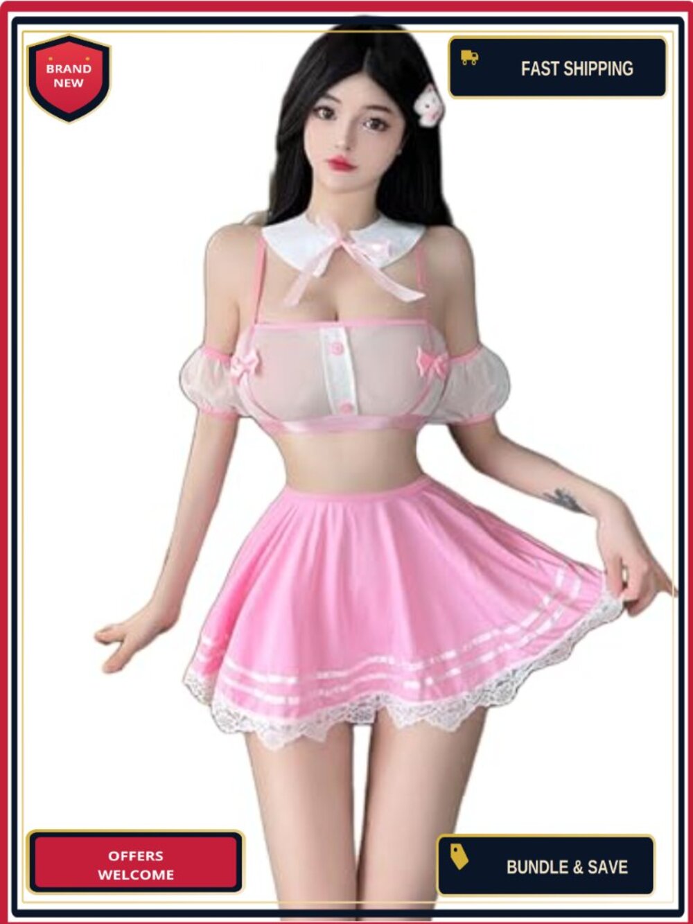 Sexy Lingerie Anime Cosplay Secretary Teacher OL Costume Top Mini Skirt Set